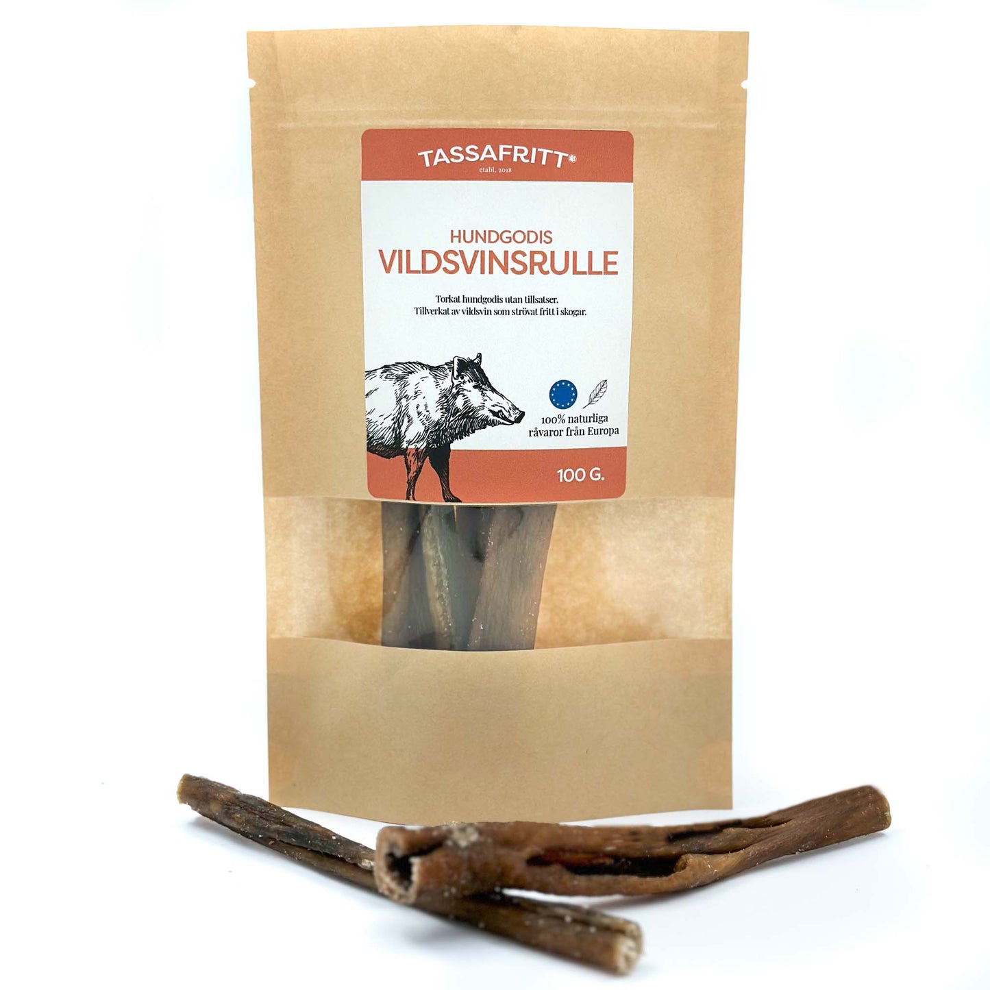 Naturligt Hundgodis Vildsvin Tuggrulle 15 cm
